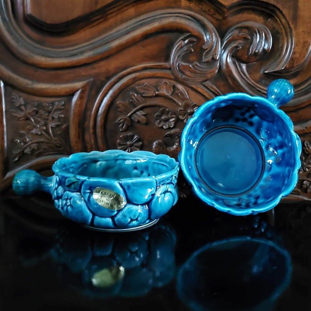 (2) 1960s Mood Indigo Blue Japans 5" Soup Coups - Bowls - Nappy by Inarco